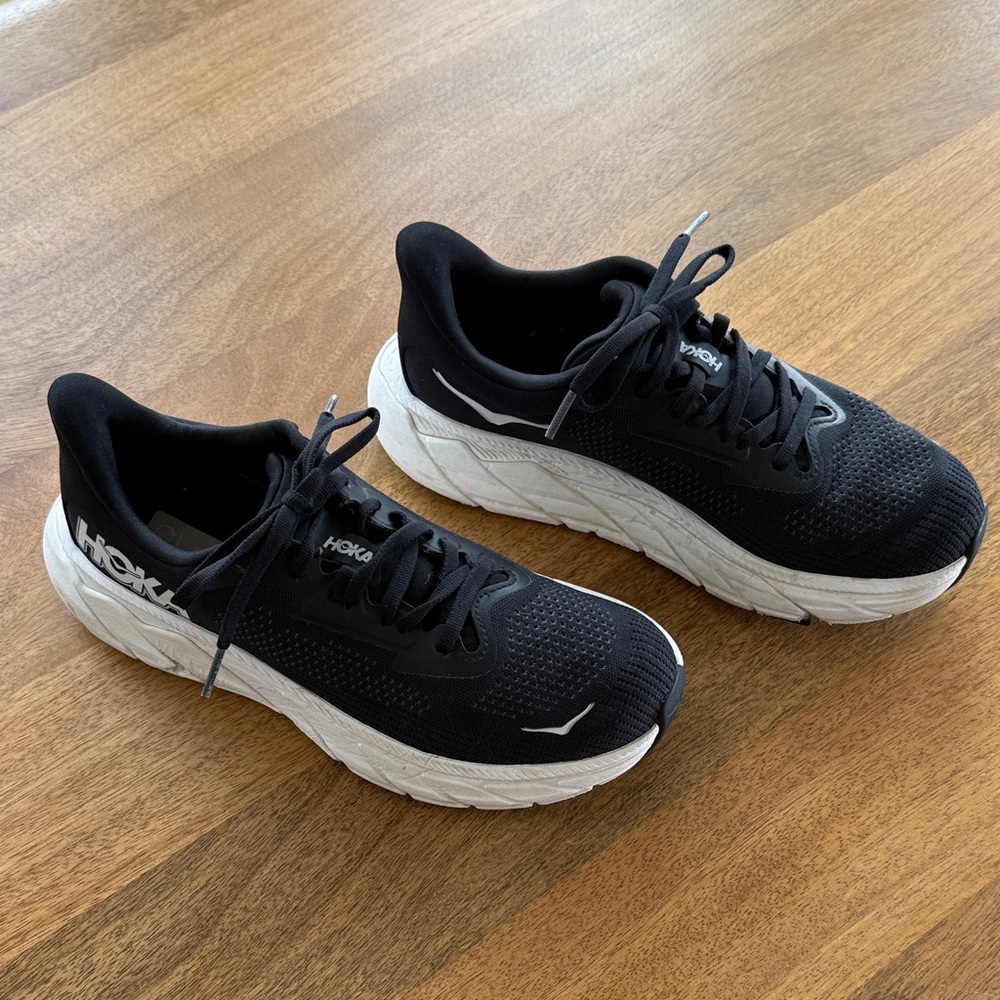 Hoka Black and White Women's Athletic Running Shoes